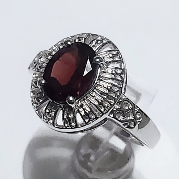 2.00 ct Garnet Sterling Silver Filigree Ring size 7 - Picture 8 of 11